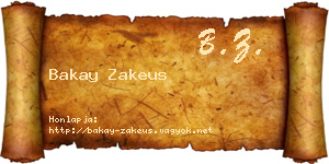 Bakay Zakeus névjegykártya